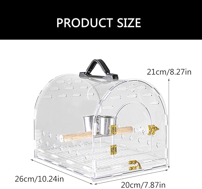 Acrylic Clear Bird Cage for Travel Outdoor Bird Carriers Cage Ventilated Bird Parrot Travel Carriers for Outdoors Indoor