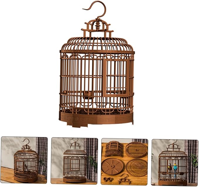 Milisten Large Portable Bird Cage Villa for Parrots and Budgies Retro Plastic Travel Carrier Detachable Base Suitable for Home and Outdoor Use