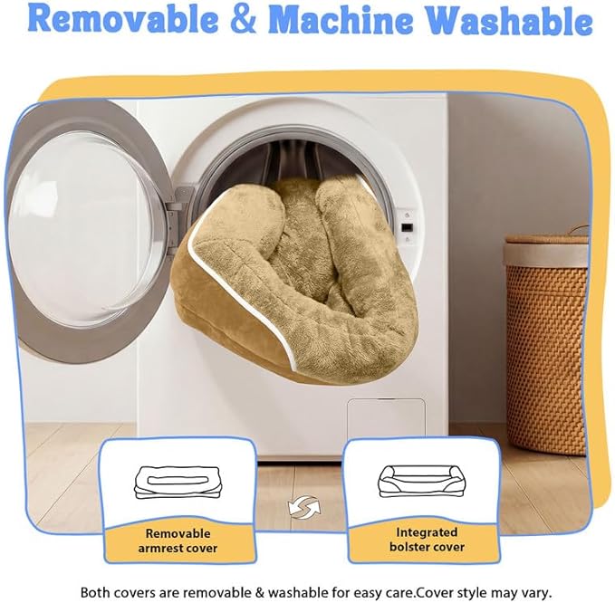 Washable Orthopedic Large Dog Bed -XL Large Dog Bed with Removable & Waterproof Cover Pet Beds with Foam Support for Big Size Dogs with Bolster