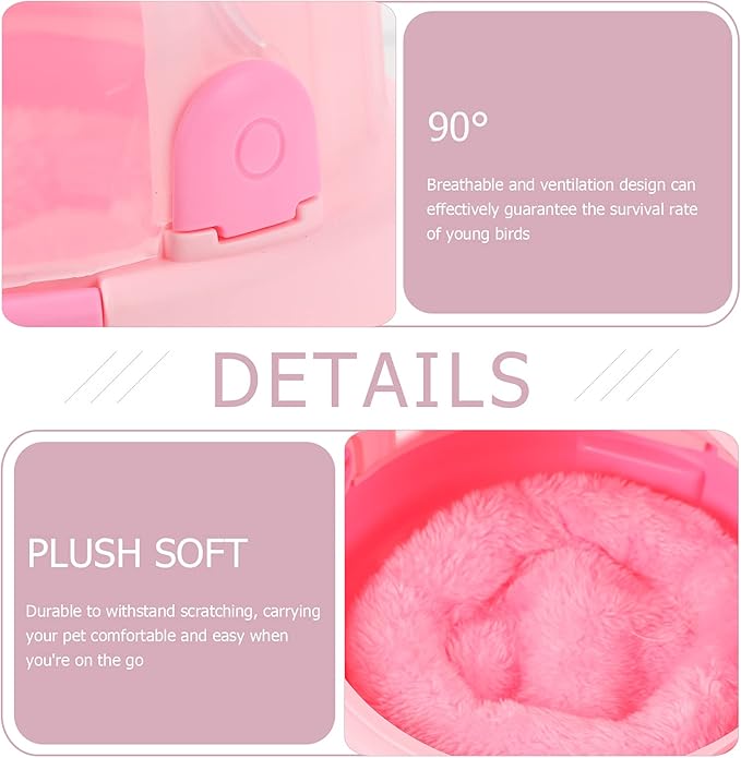 Bird Travel Carrier Cage Parrot Carrier Portable Cage Pink Bird Nest Safe and Warm Nest