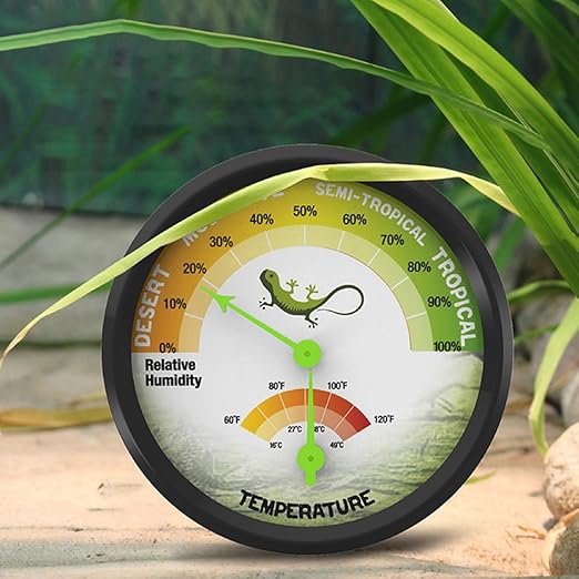 Reptile Box Thermometer Hygrometer Mechanical Mini Temperature and Humidity Gauge High Accuracy No Battery Required for Terrarium Pet Habitat