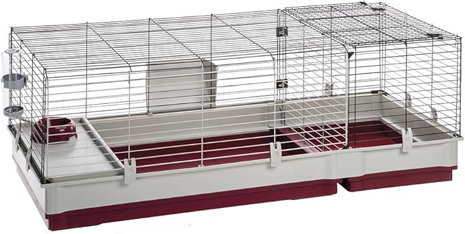 Ferplast Krolik Extra-Large Rabbit Cage w/Wire Extenstion | Rabbit Cage Includes All Accessories & Measures 55.9L x 23.62W x 19.68H & Includes All Accessories | 1-Year Manufacturer's Warranty