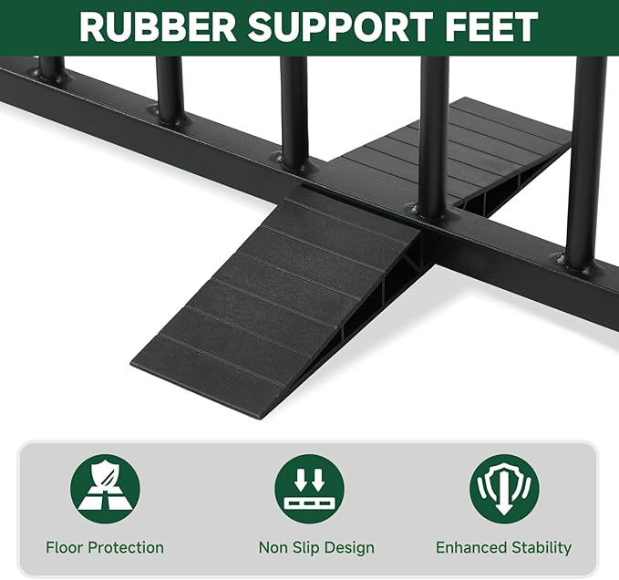 Snagle Paw Full Metal Freestanding Dog Gate,Indoor Pet Gate with Floor Protect Support Feet, 40x32Inches Foldable Dog Fence for Stairs, Hallways and Doorways (32'' H 2 Panel, Black