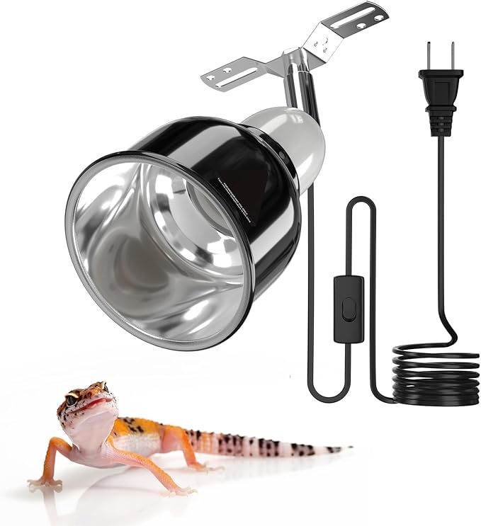 GlowUp Reptile Heat Lamp Fixture 3.5 Inch Deep Dome with Switch, Small Heat Lamp for Lizards and Small Aquariums, E26 Socket AC110-130V, Ideal for Reptile Terrariums and Aquarium Heaters