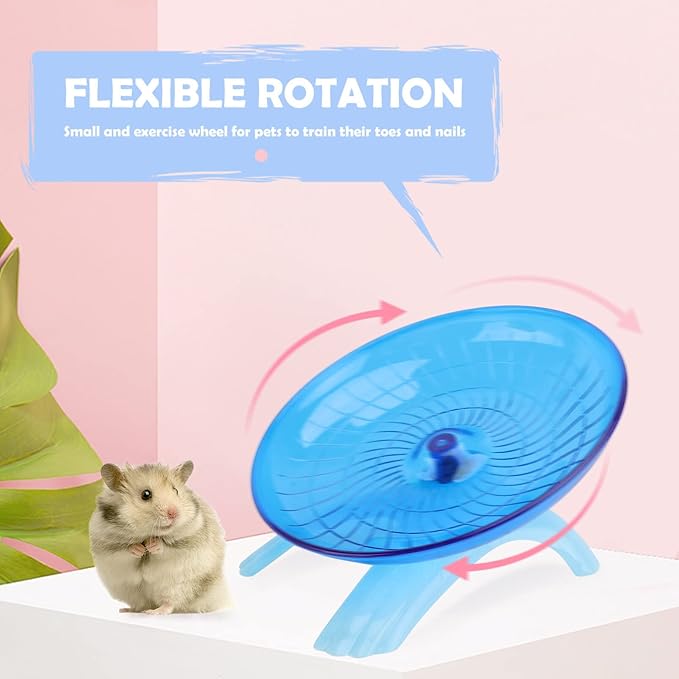 Mipcase 2pcs Non Silent Cm Exercise Jogging Pig Wheel- Flying Mice Blue Little Cage Small Disc Slip Plastic Hedgehog Critters Playing Hamsters Rat Squirrels Ball Toys Run Gerbils Gerbil