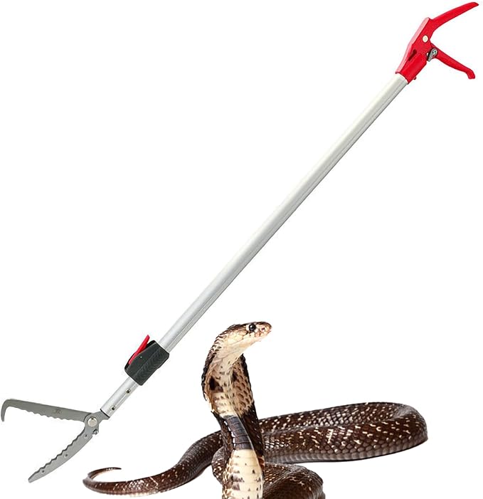 55''-87'' Telescopic Snake Grabber Tongs, Professional Reptile Handling Tool with Wide Jaw for Safe Catching & Relocation of Dangerous Snakes,Perfect for Wildlife Experts & Pet Owners
