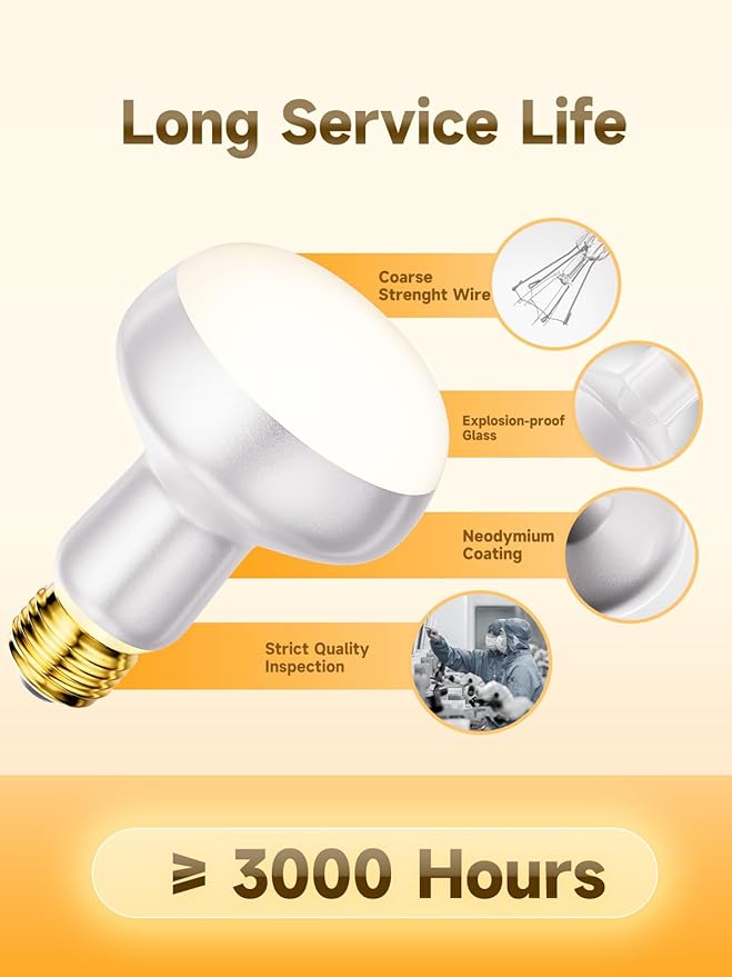 Reptile Heat Lamp,2 Pack 100W Basking Light Bulb with UVA Simulated Sunlight, 3000+ Hours Lifespan, Efficient Heating & Easy Installation for Bearded Dragon, Turtle, Lizard, Snake, Gecko & Chicken