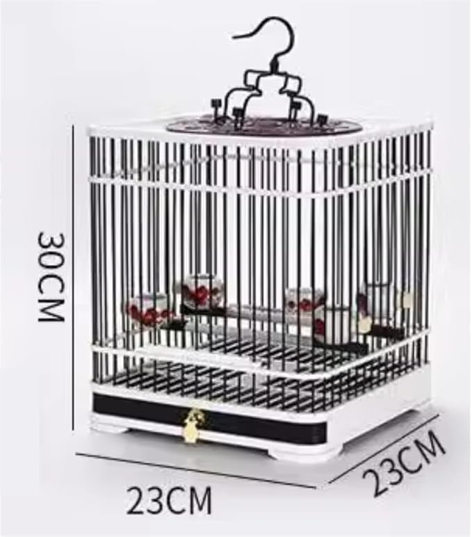 Parakeet Cage,Accessories, Vintage Bird Cage Decorative Hanging Plastic Square Birdcages House Carrier for Small Birds Small Birds(B)