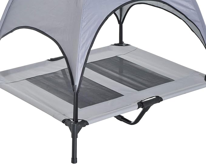 PawHut Elevated Portable Dog Cot Cooling Pet Bed with UV Protection Canopy Shade, 36 inch