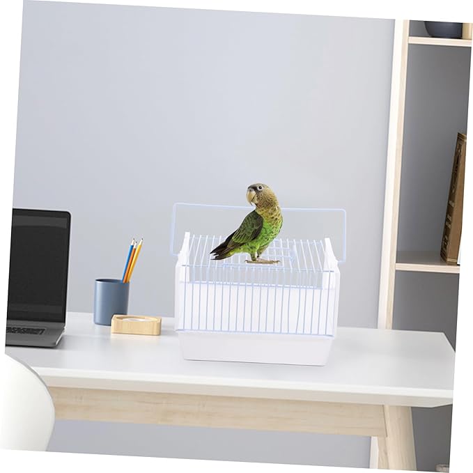1set Portable Bird Carrier for Travel Compact Pet Bird Cage Handle for Outings Hiking and Shopping for Parrots and Small White Small