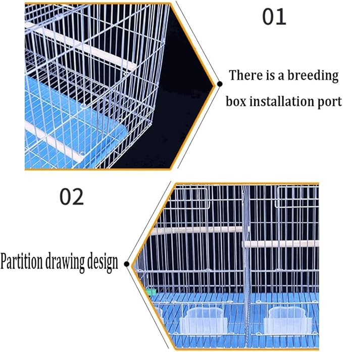 Elegant Birdcage Birdcages High Capacity Bird Carriers Double-Door Metal Bird Cage with Rolling Stand Large Square Bird House Carrier for Yard Exquisite beautif