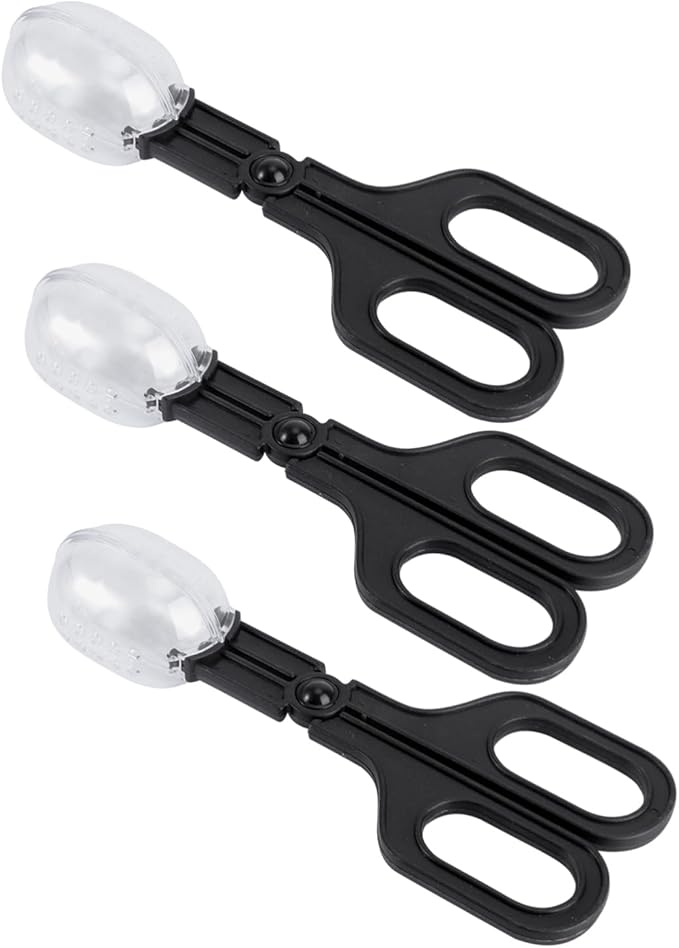 Mikikit 3pcs Reptile Feeding Clip Durable Cleaning Tool for Feeding Crickets Locusts More Comfortable Scissors Handle for Easy Use Pet Care Breeding