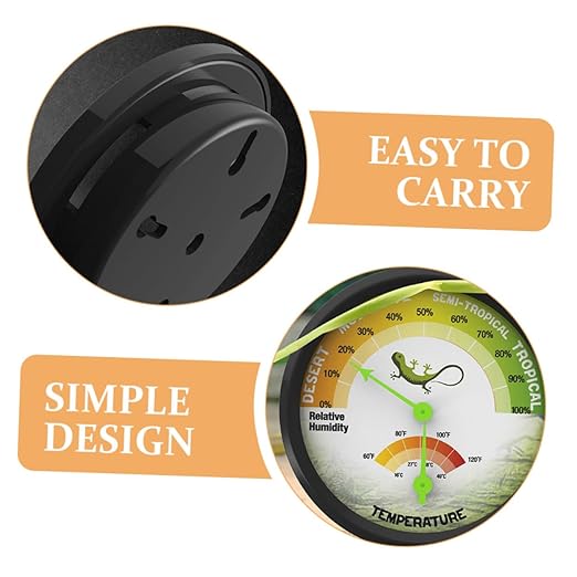 ORFOFE High Precision Analog Thermometer Hygrometer for Reptile and Turtle Tanks Sensor Wear-Resistant Material Easy Mounting with Back Sticker Safe Smooth Edges for Accurate Temperature