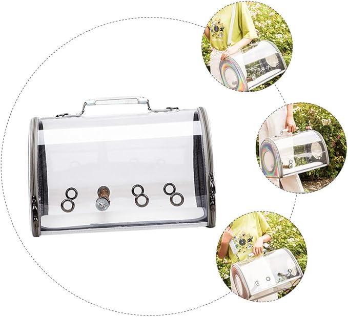 VANZACK Parrot Carrier Bag Transparent Outdoor Pouch for Birds Breathable Travel Container for Pet Birds Comfortable Single Shoulder Bag for Hiking and Shopping