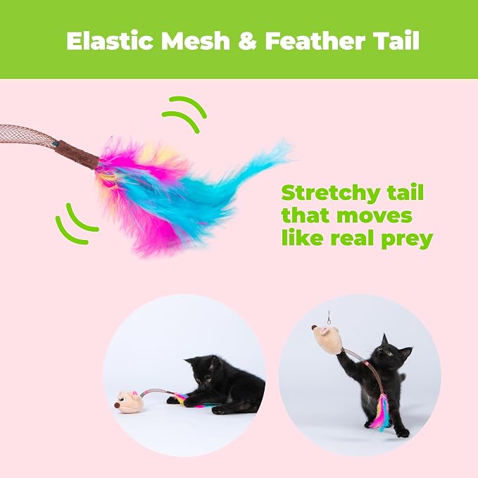 Catify Interactive Cat Toy - Squeaking Mice Set, Beige & Gray - Image 4
