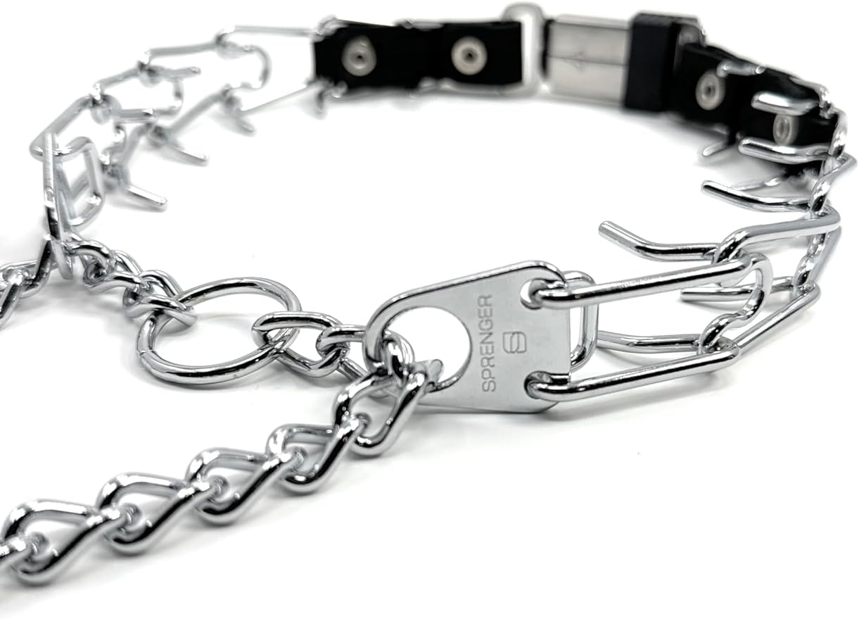 Herm Sprenger Prong Collar for Dog Training with Easy Quick Release Cliclock & ORing - German Made Dog Collar with Chrome Plated Steel 2.25mm Prongs for Small Dogs (14-19" Neck)