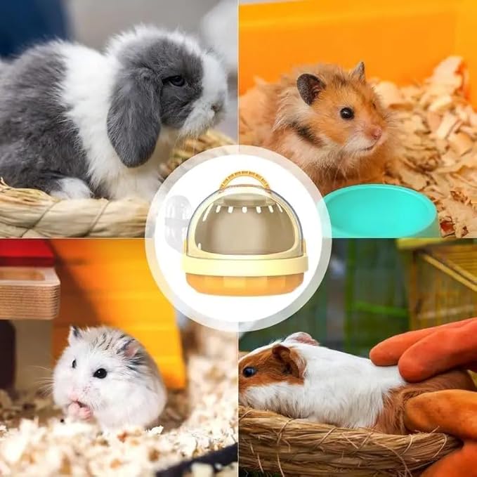 Small Pet Carrier Travel Cage with Integrated Water Feeder, Portable Ventilated Enclosure with Secure Closure for Hamster, Guinea Pig, Hedgehog and Ferret Transport and Indoor Mobility (A)