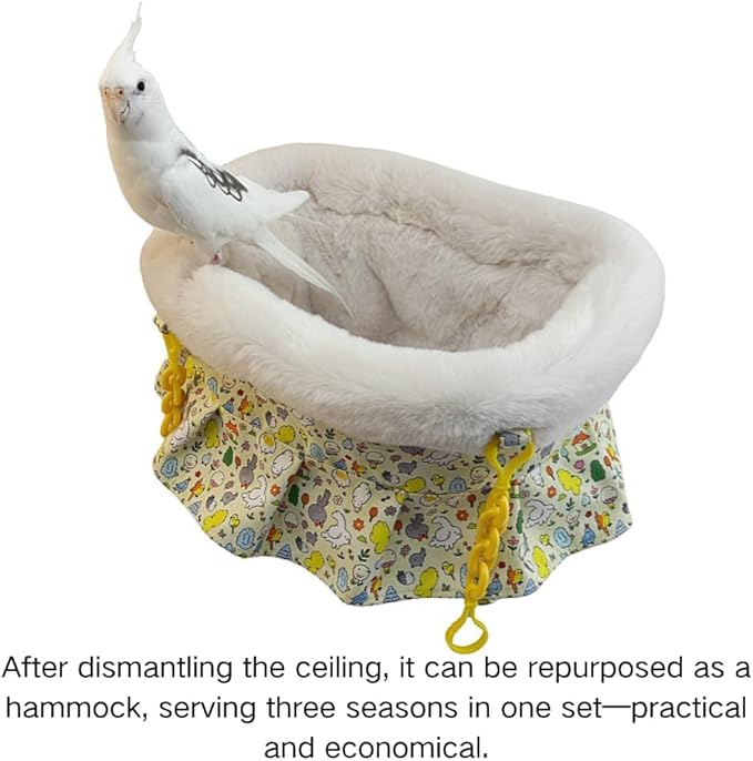 2 in 1 Warm Bird Carrier Bag, Bird Hammock Bed for Cage, Winter Travel Bag, Portable Parrot Outing Bag for Lovebird, Budgie, Conure, Quaker, Small Medium Birds (Purple,Small)
