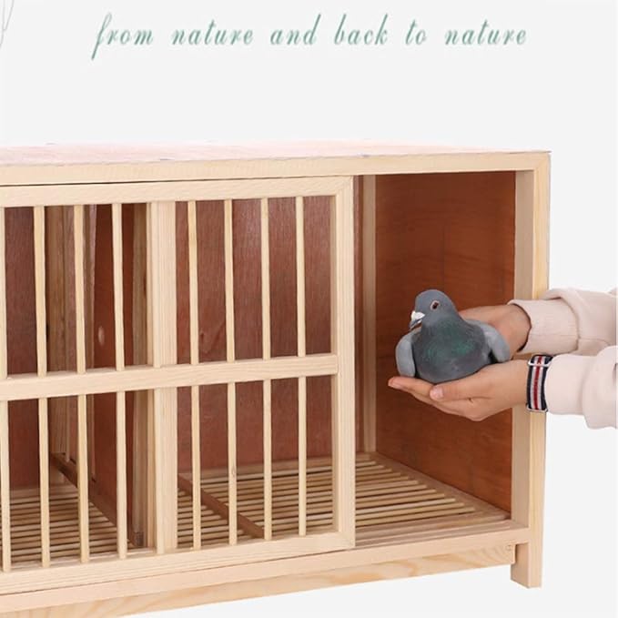 Semi-Shaded Bird Carrier, Household Moisture-Proof Bird Cage, Natural Pine Pigeon Utensils, (70 * 40 * 40cm)