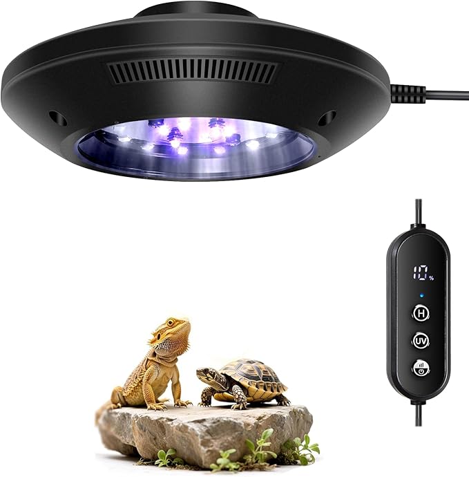 LED UVB Light for Reptiles, 8W UVA UVB Lamp – Timer Switch, Adjustable Brightness, Ferguson Zones 1-4, Energy-Efficient, UVI Lamp for Bearded Dragons, Chameleon, Lizard, Snake, Non-Heating Equipment