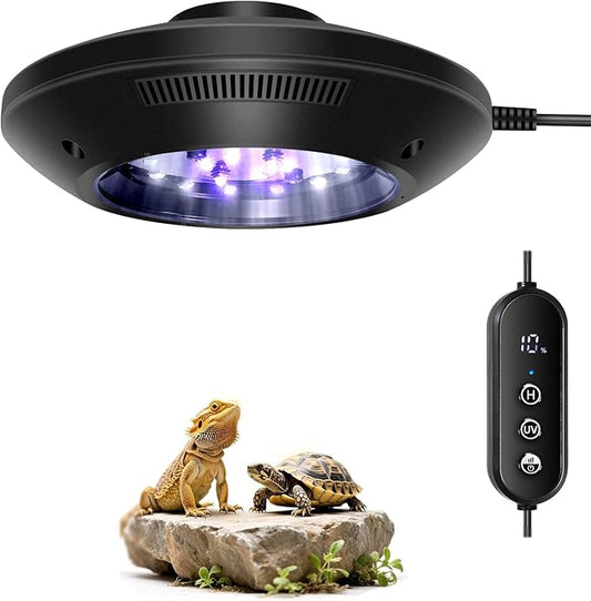 LED UVB Light for Reptiles, 8W UVA UVB Lamp – Timer Switch, Adjustable Brightness, Ferguson Zones 1-4, Energy-Efficient, UVI Lamp for Bearded Dragons, Chameleon, Lizard, Snake, Non-Heating Equipment