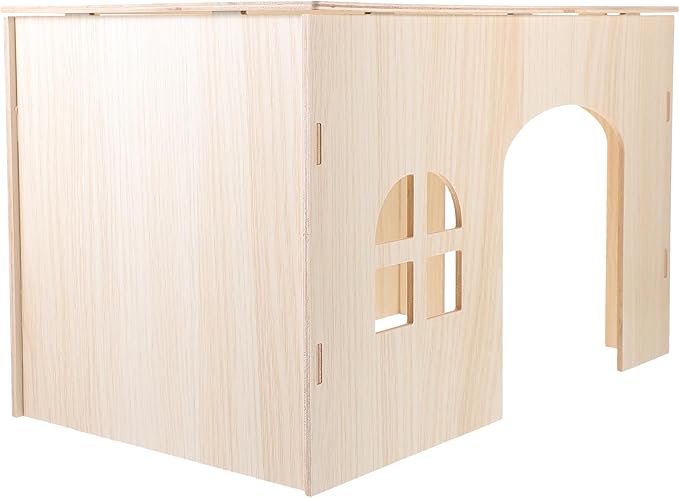 LUOZZY Wooden Hamster Hideout House Small Animal Wooden Hut Habitat Guinea Pig Chinchilla Hideout Hamsters Bunny Sleeping Hiding House
