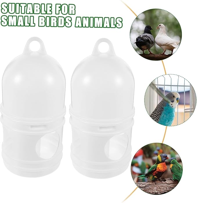 Pigeon Drinking Water Maker 2Pcs - Large Capacity Plastic Water Feeder for Birds Automatic Pigeon Waterer Dispenser for Cage White