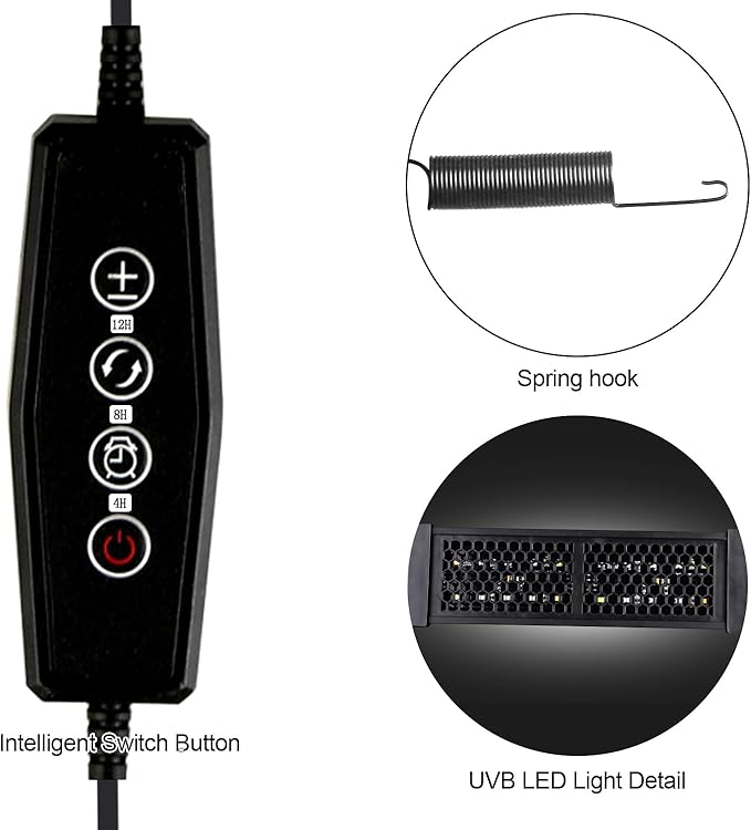 NANEEZOO UVB Reptile Light, Dimmable LED 10.0 UVB Lamp Fixture for Bearded Dragon Gecko Lizard Turtle Snake, Adjustable Brightness UVA UVB Light for Reptiles