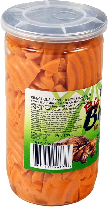 Nature Zone Bites Ready to EAT, Melon Flavored, GELLED Food for Large Tortoises,SULCATA, Leopard, RED-Footed, Desert, MARGINATED, Elongated Waffle Cut, 16 OZ