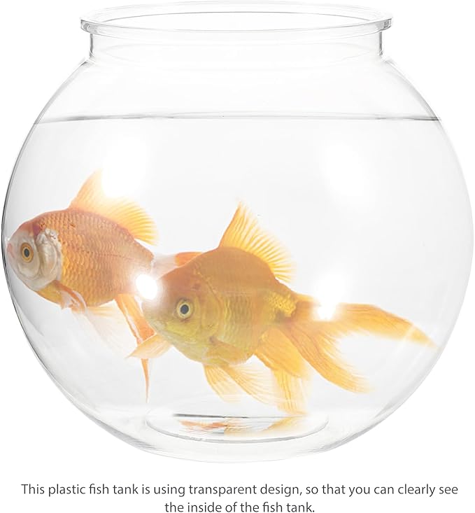 Transparent Plastic Fish Tank Small Round Aquarium for Household Goldfish with Break-Resistant Design Clear Fishbowl for Desk and Home Decoration 7 X 7 X 6.3
