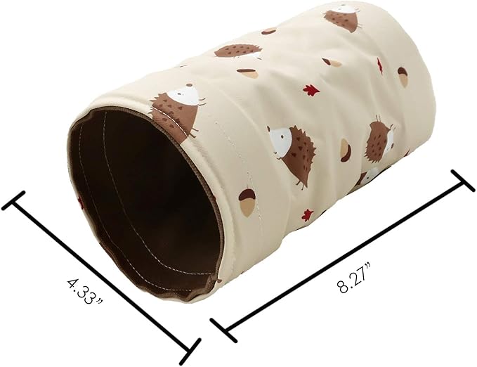 Small Animal Hideout Tunnel Collapsible Pet Play Toy Tunnel Tube for Dwarf Rabbit Hamster Guinea Pig Chinchilla Sugar Glider Hedgehog Supplies (Beige)