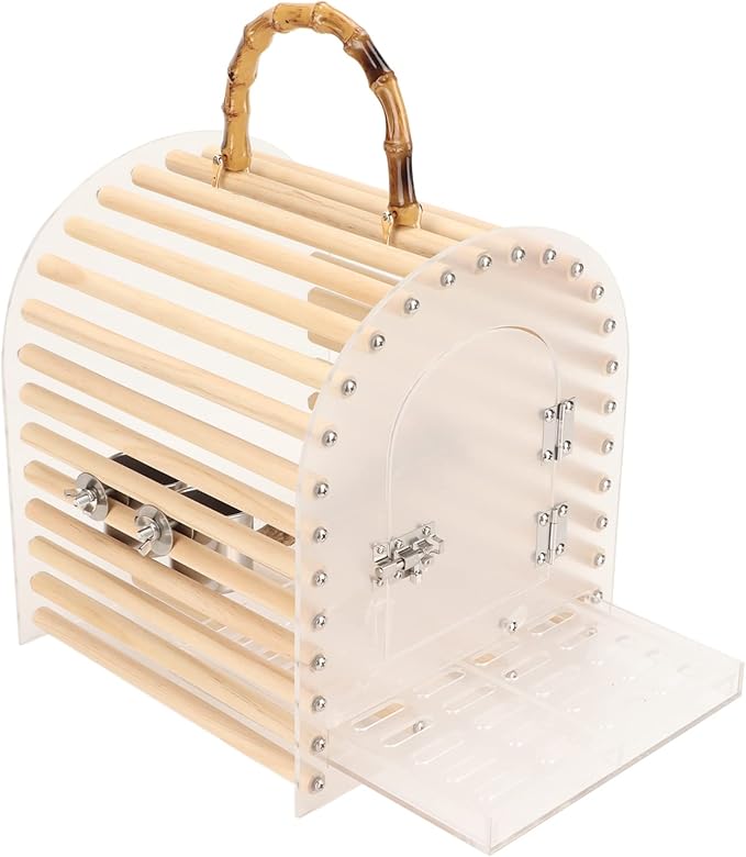 Yctze Portable Bird Cage – EscapeProof Circular Arc Transparent Acrylic Travel Bird Carrier for Small & Parrots