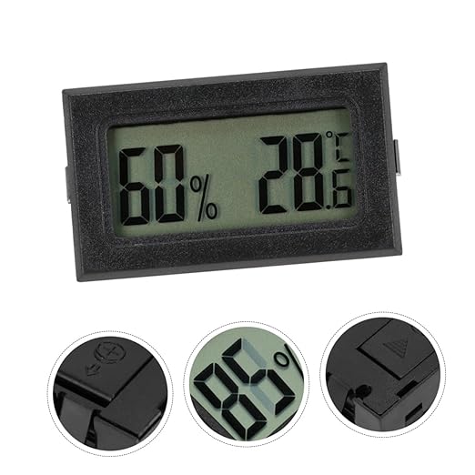 SHINEOFI 2pcs Mini Digital Hygrometer Thermometer LCD Display, Embedded Design, Black, Indoor Outdoor Use for Terrariums and Pet Enclosures