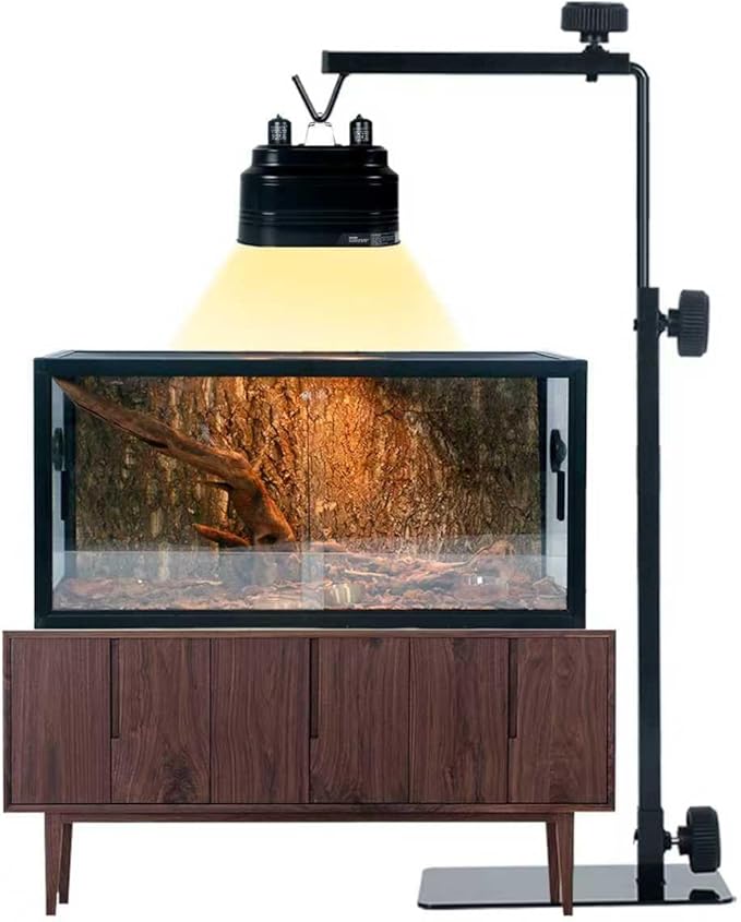 16.6-31 inch Reptile Lamp Stand, Adjustable Domes Heat Lamp Metal Bracket Floor Light Holder for Reptile Terrarium Lighting Heating Light and Dome lampshade.