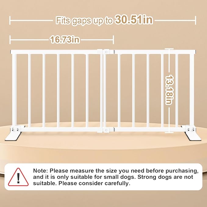 Freestanding Short Dog Gate - No Drill Pressure Mount, 13" Tall Small Pet Gate Easily Step Over, 16"- 30'' Width Expandable Metal Small Puppy Gate for Stairs, Doorways, Kitchen, House, Indoor/Outdoor
