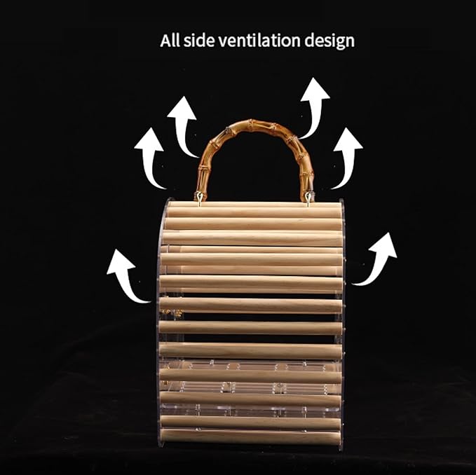 Bird Cage Transparent Bird Carrier Acrylic Bird Travel Bag with Handle Breathable Bird Travel Cage for Indoor Outdoor Small Birds Display Birdcage,