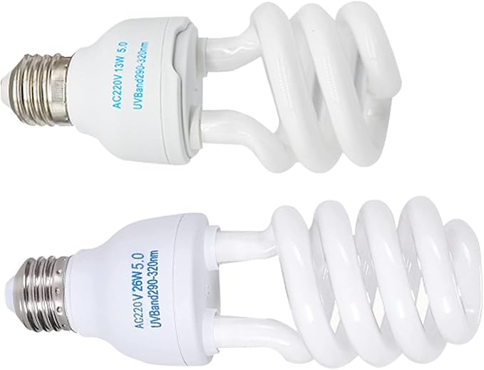 Reptile Uvb Bulb 5.0 Uvb E27 Interface Subtropical Reptile Light Blue White Lighting Reptile Light Fixture For Turtle, 26w