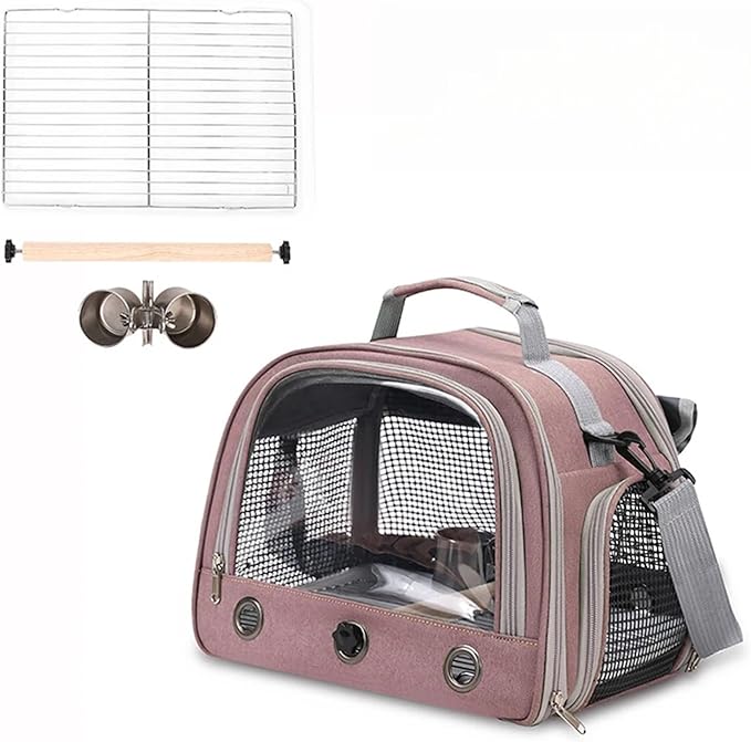 New Parrot Cage Breathable Pet Bird Bag with Perch Tray and Curtain - Ideal Bird House for Parrots and Small Birds(Pink)