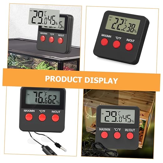SUPVOX 2sets Digital Thermometer and Hygrometer for Reptile Tanks Electronic Humidity and Temperature Monitor with Display Accurate Measurement for Snake and Pet Enclosures No Batteries