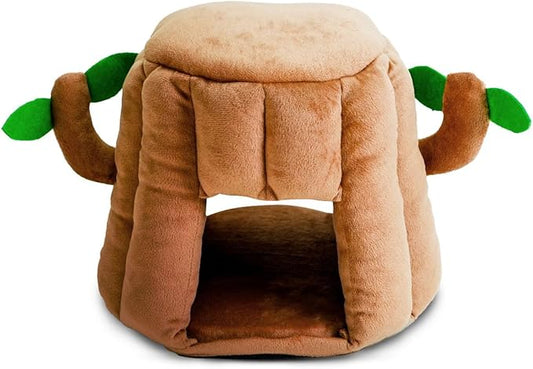 GuineaDad Tree Stump Hidey – Guinea Pig Bed & Hideout | Small Animal Bed & Cozy Guinea Pig House | Plush Tree Stump Hut & Hideaway for Rabbits & Pets (Small)
