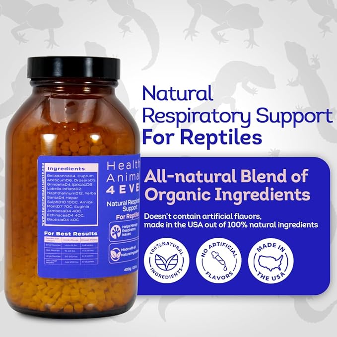 HealthyAnimals4Ever HA4E - Reptile Respiratory Support - Natural Immune-Boosting Formula for Breathing Ease, Airway Clarity & Lung Health - Pellets, Enclosure Size (Extra Large)
