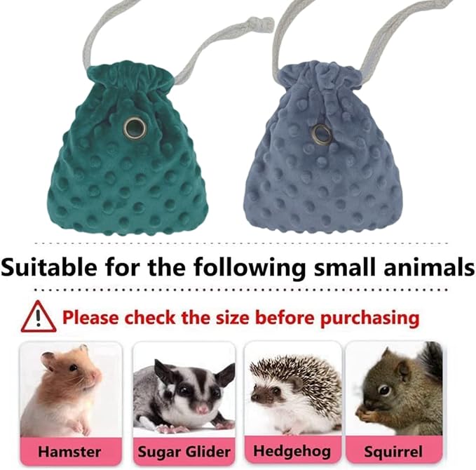 2 Pack Sugar Glider Bonding Pouch - Soft Sleeping Pouch with Breathable Vent & Drawstring Portable Travel Bag Small Animal Carrier for Sugar Glider Squirrel Hamster Rats Hedgehog Bird Parrot (2 Pack)