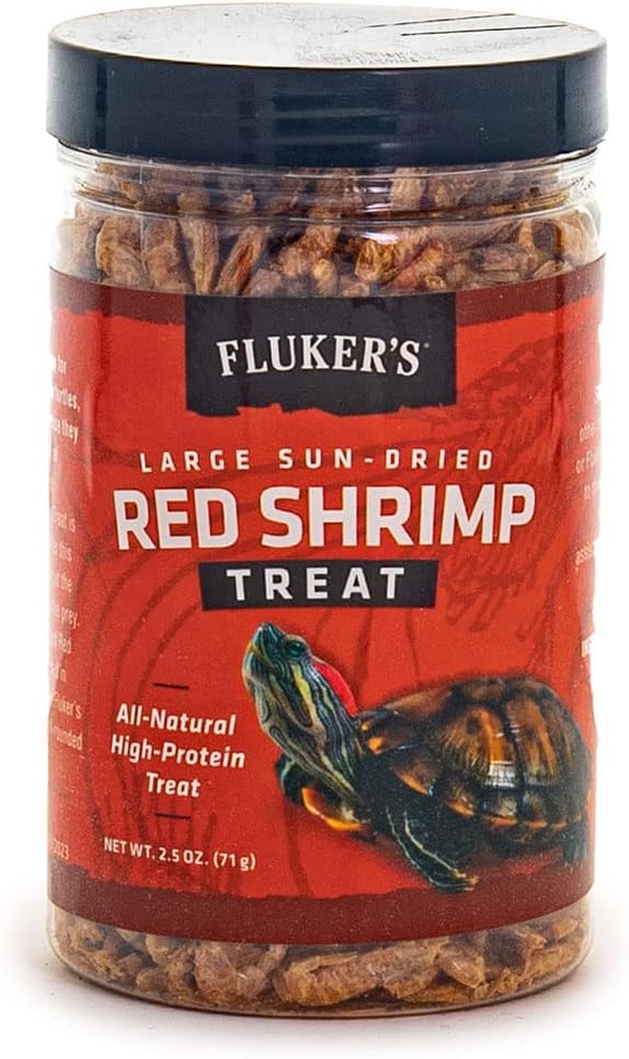 Fluker's All Natural Large Sun-Dried Red Shrimp, High Protein Treats, Aquatic Turtle Food, Great for Aquatic Frogs, Tegus, Monitors, and Tropical Fish, 2.5 oz