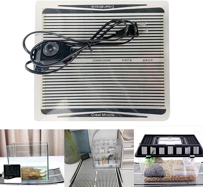 Reptile Heat Pad, Adjustable Temperature Control Lizard Terrarium Heating Mat for Small Animals Snake Turtle Bearded Dragon Gecko and Plant (15W)