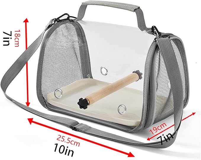 Bird Carrier Backpack Bird Bag Panoramic View Breathable Foldable with Perch Removable Tray for Peony Little Sun Tiger Skin Monk (White)