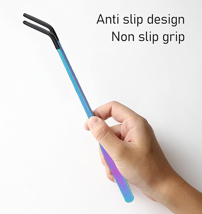 YUYTE Reptile Feeding Tongs with Rubber Tip, Reptile Feeder Tool Kit Stainless Steel Feeding Tweezers for Plants Pet Care and Gardening, Tank Accessories Aquariums Supplies