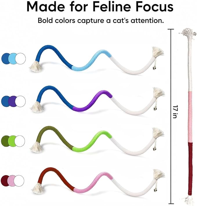 4-Pack Cat Toys for Indoor Cats, Woven Cotton Rope Toys with Bells - Image 6