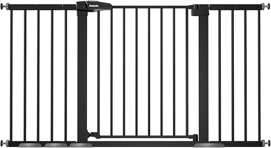 Babelio 36-57" Extra Wide Baby/Dog Gate, Auto Close for The House, Stairs and Doorways, Pressure Mounted for Pet with Large Walk Thru Door, No Need Tools and Drilling, Black