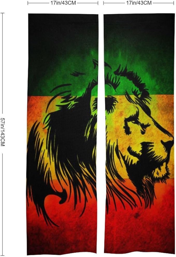 Lion Reggae Jamaica Light Blocking Door Curtain, Suitable for Bedroom Entrance