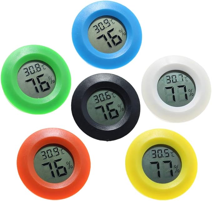 POPETPOP Reptile Box Digital Thermometer Hygrometer Round Shape Temperature and Humidity for Indoor Use Lightweight and Easy to Mount for Bedrooms and Homes